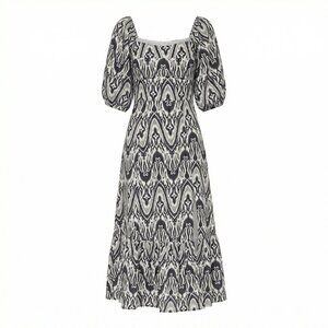 Bagatelle Ikat Print Midi Dress Puff Sleeve Women’s